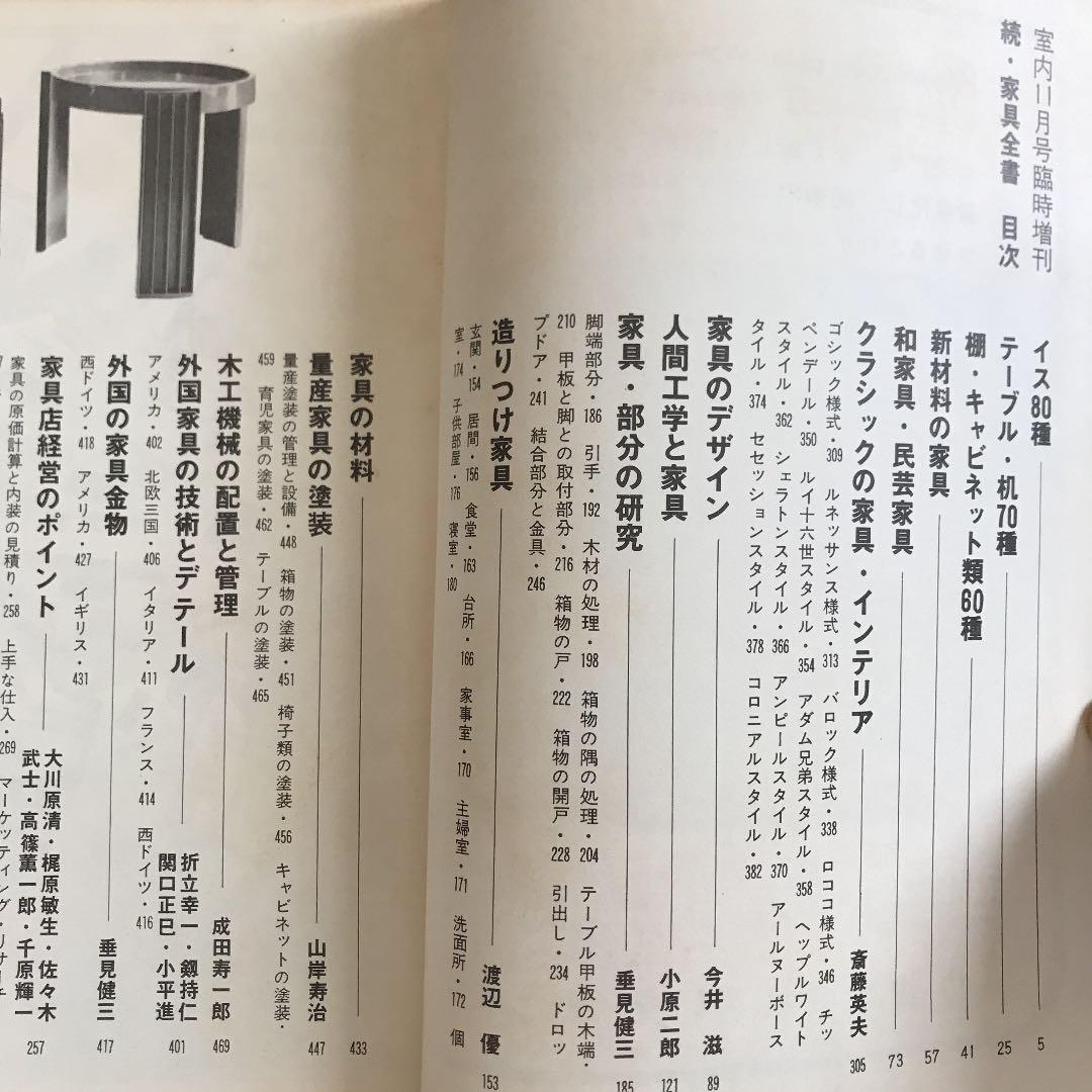 室内　11月号臨時増刊　続・家具全書　インテリア　家具　レトロ