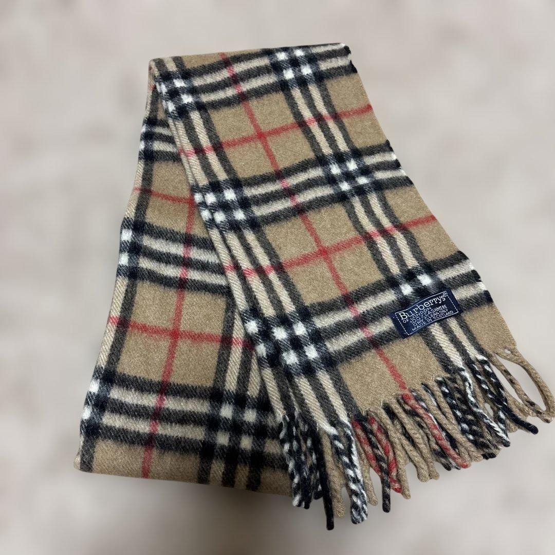 【美品】BURBERRY 100%カシミヤマフラー