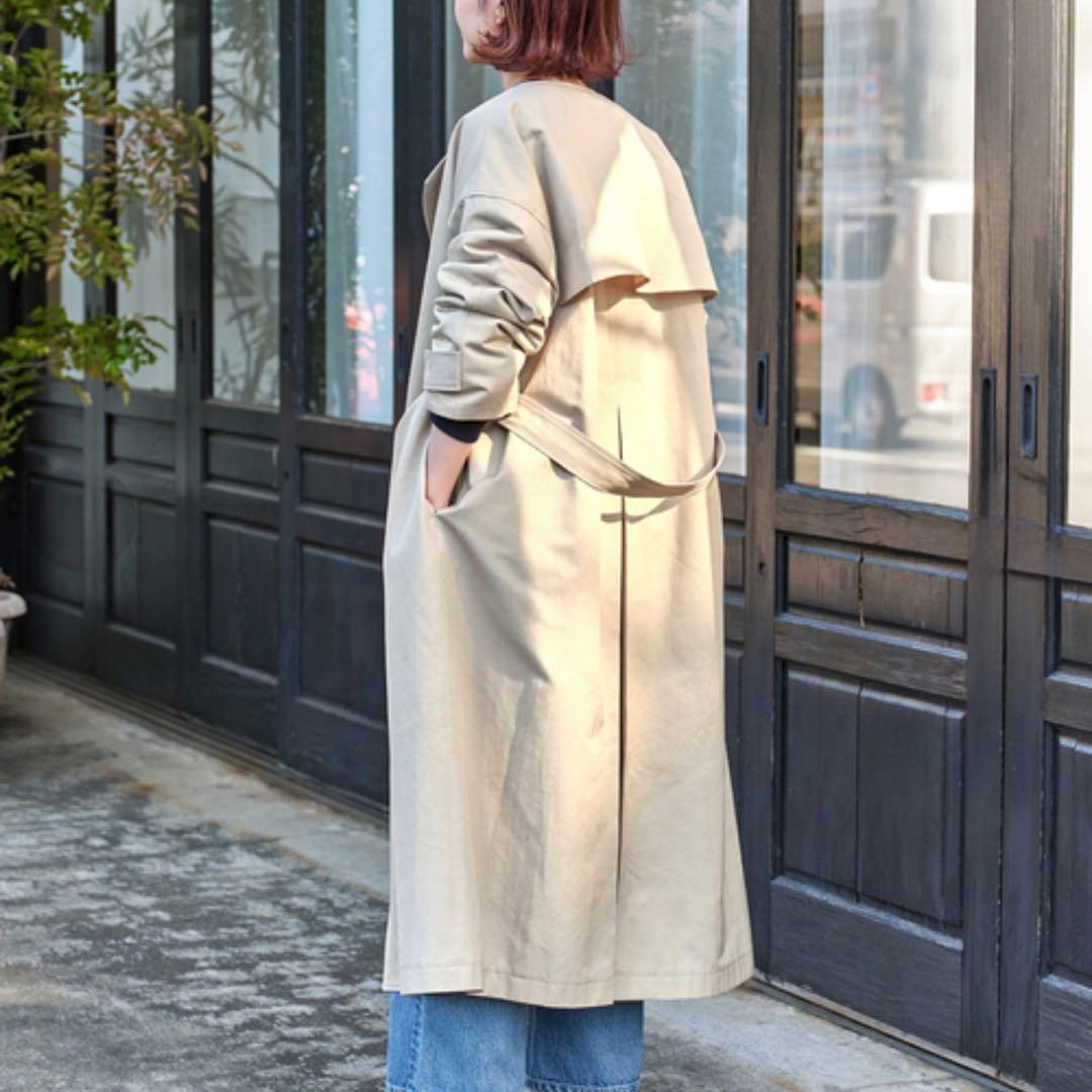 24SS Spick and Span C/Cu ノーカラートレンチコート M