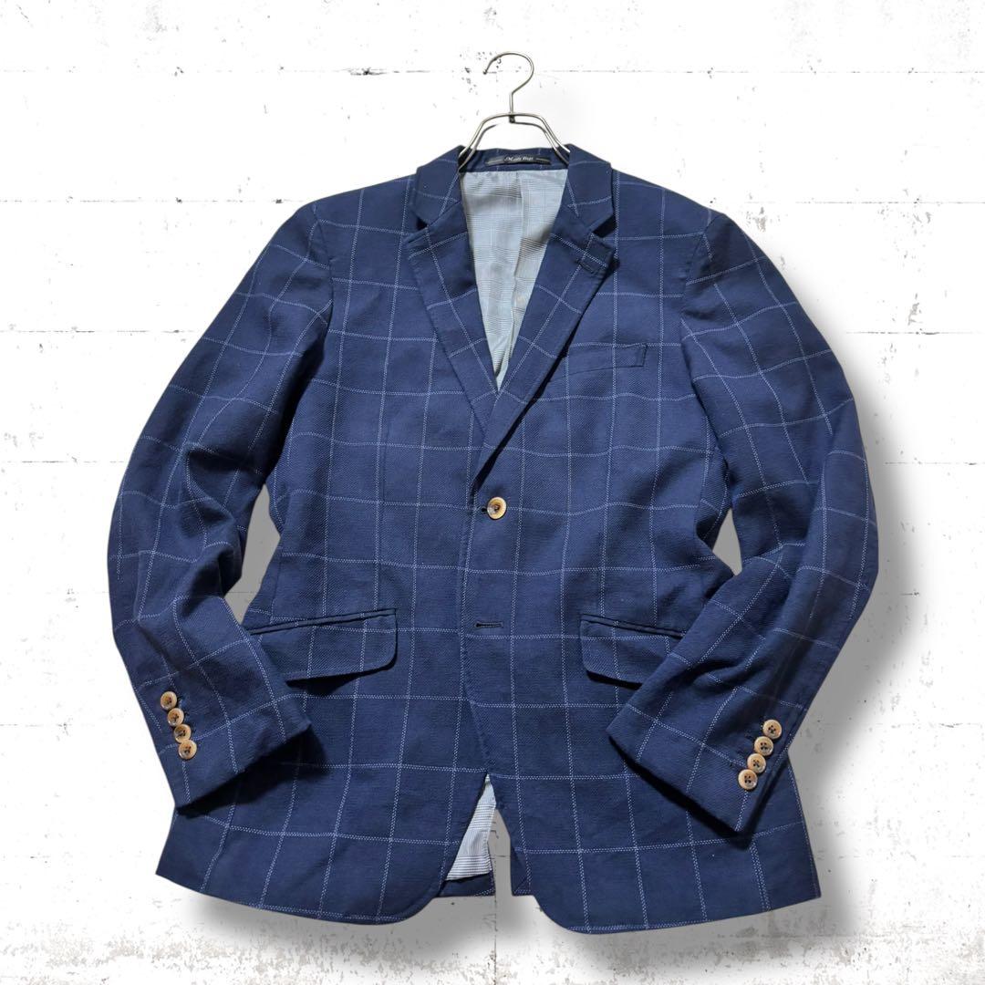 men's bigi 本切羽　ウール　ウィンドウペンチェック　ジャケット　L