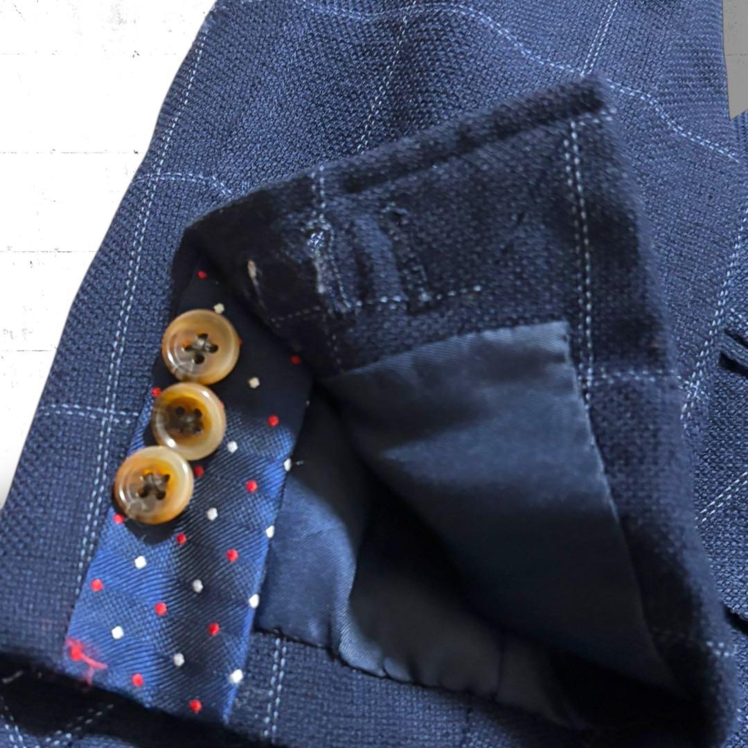 men's bigi 本切羽　ウール　ウィンドウペンチェック　ジャケット　L