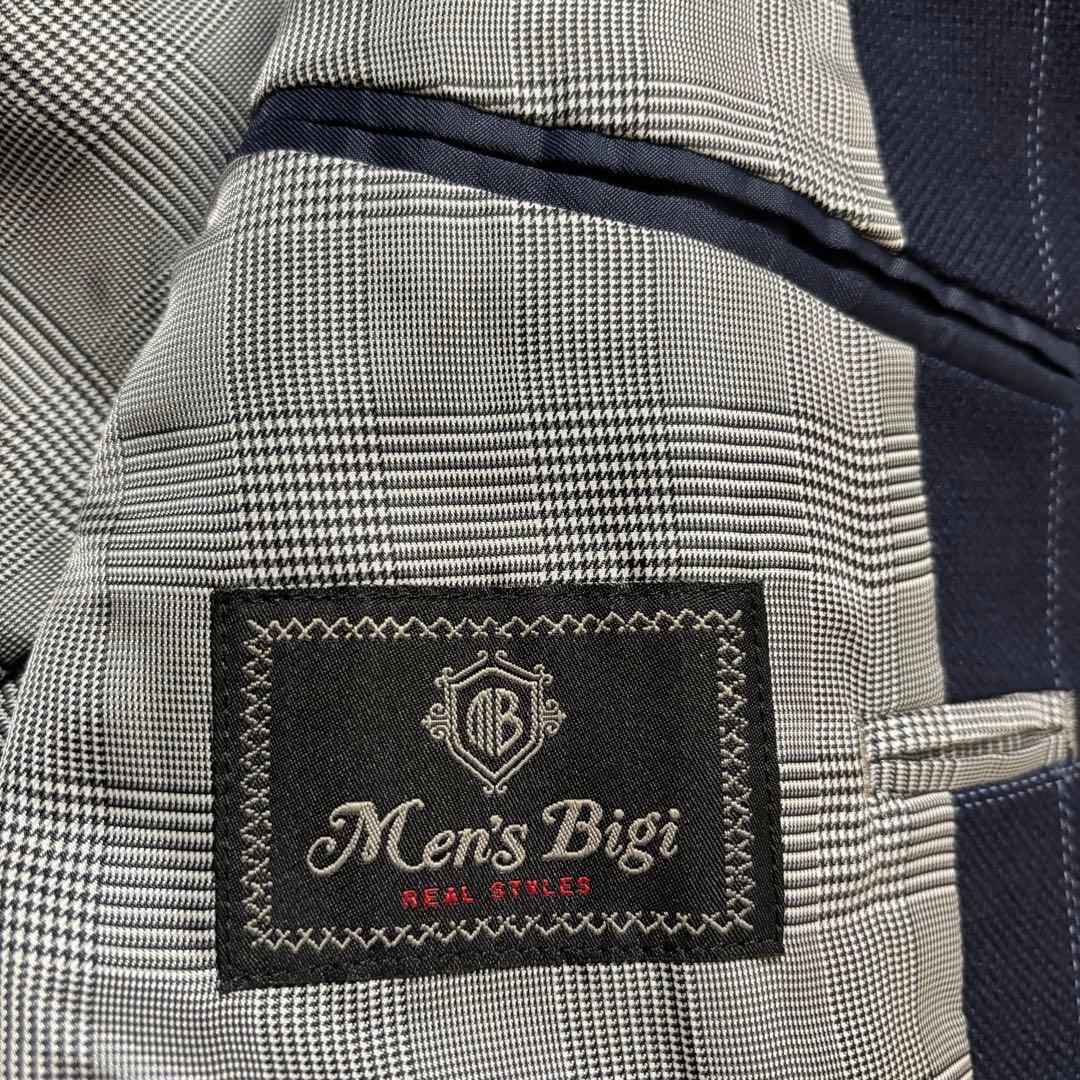 men's bigi 本切羽　ウール　ウィンドウペンチェック　ジャケット　L