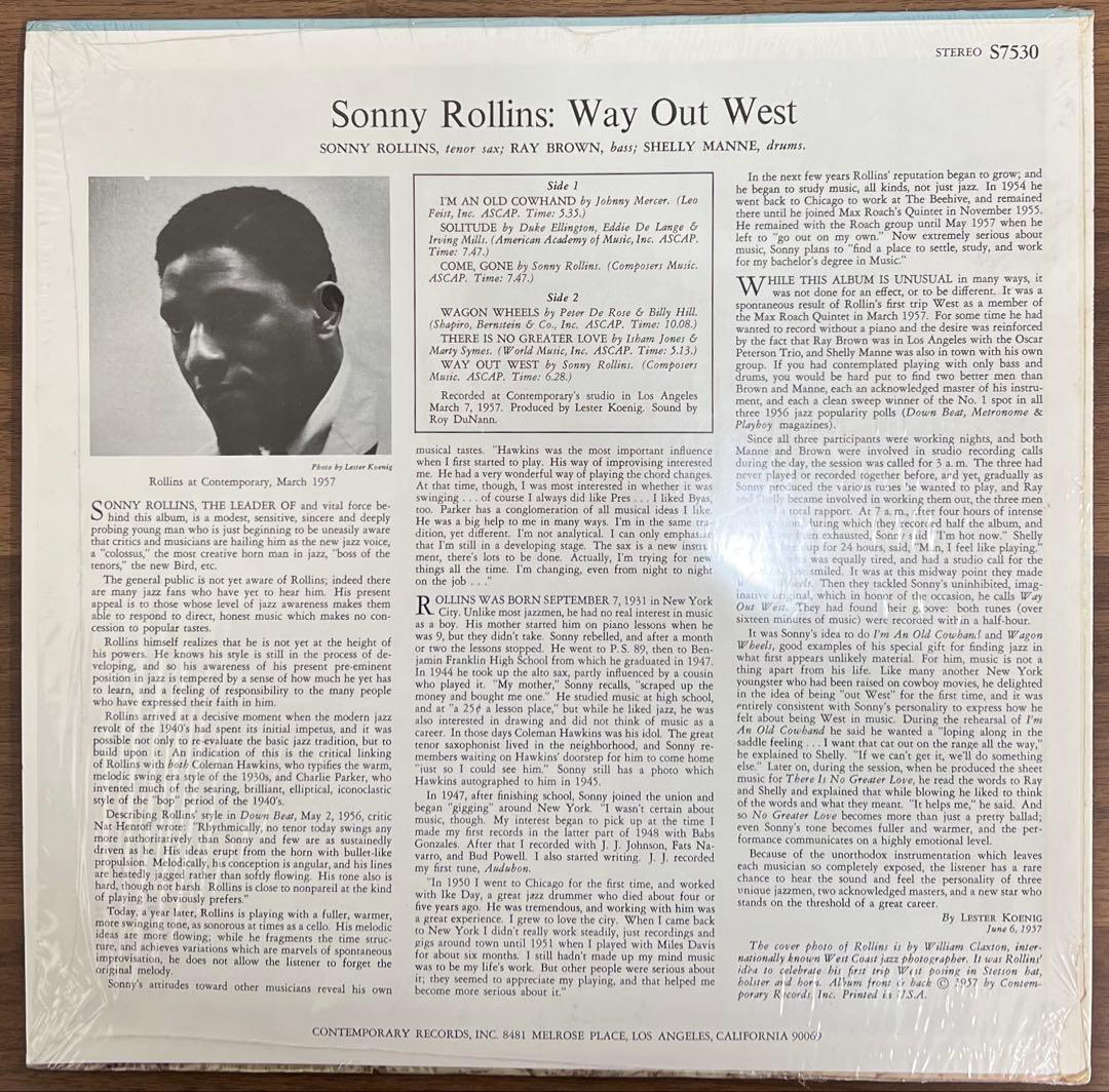 【LP/US盤】Sonny Rollins / Way Out West