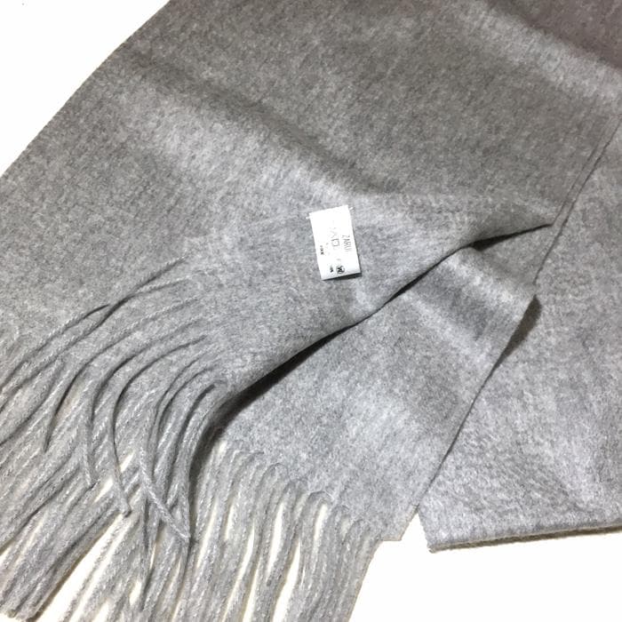 値下50×180cｍ大判 100% カシミヤストールマフラーGRY 新品