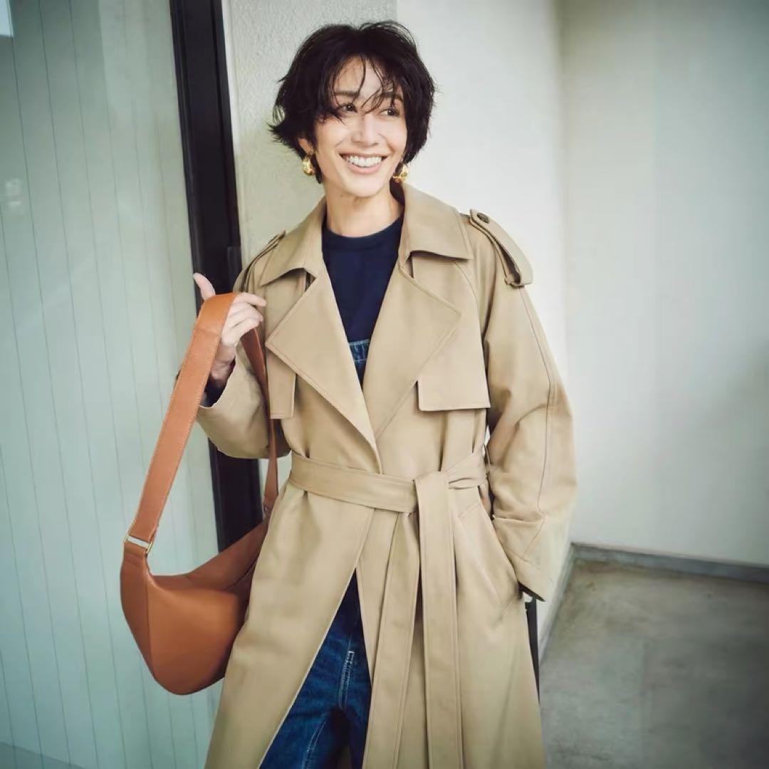 Mila Owen ベージュ 共ベルト付憲章デザイントレンチコート