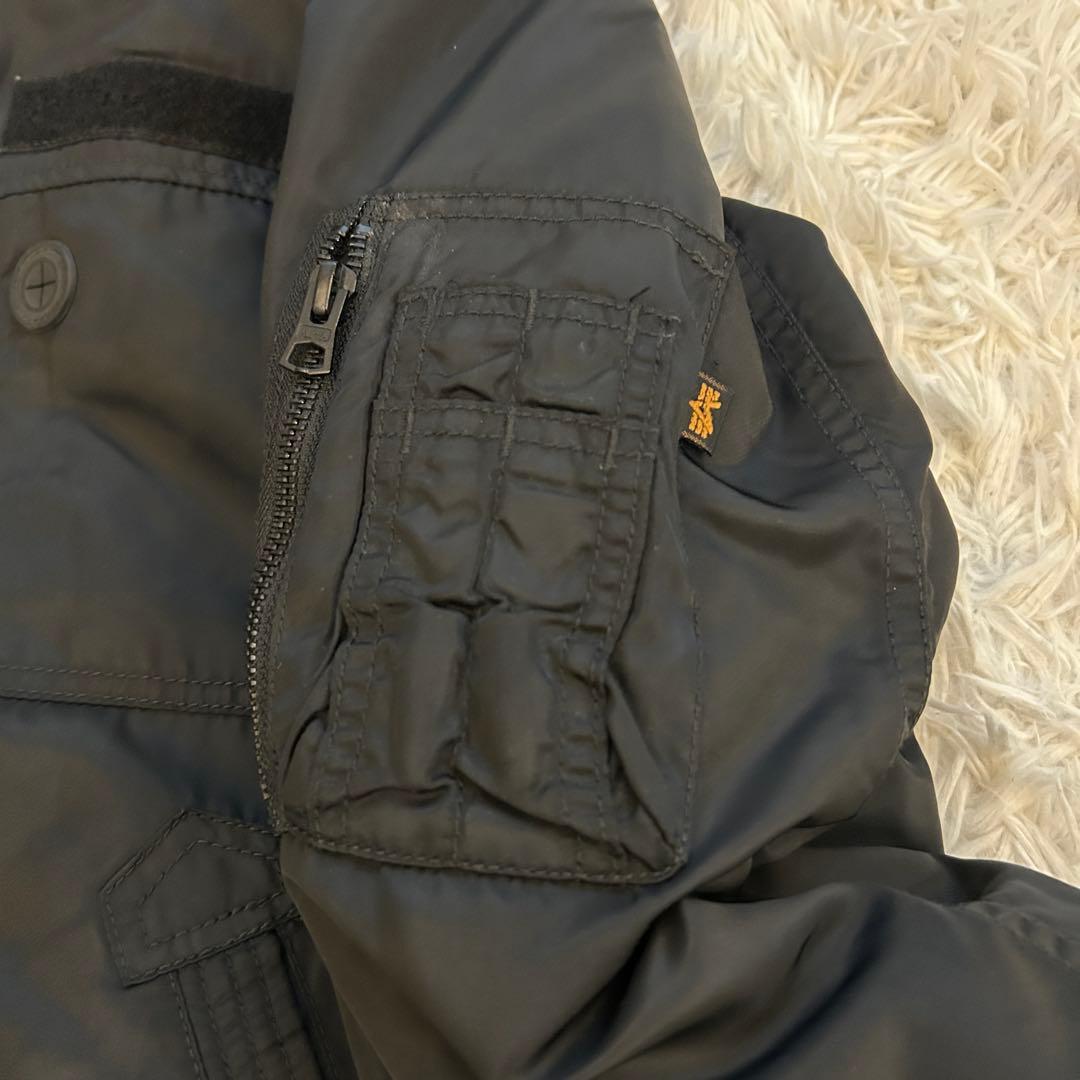 美品 アルファ MA-1 2WAY アウター フード 中綿 人気モデル L 黒