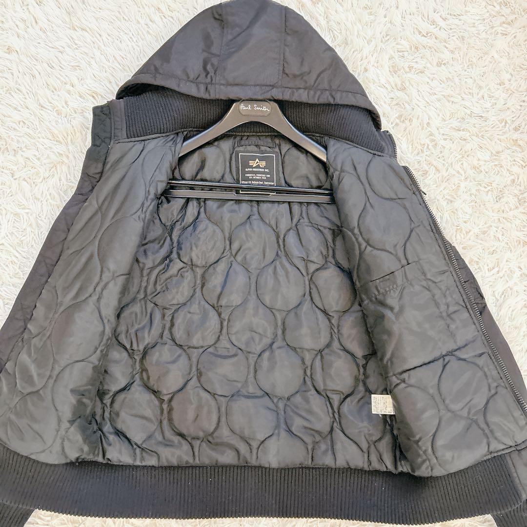 美品 アルファ MA-1 2WAY アウター フード 中綿 人気モデル L 黒