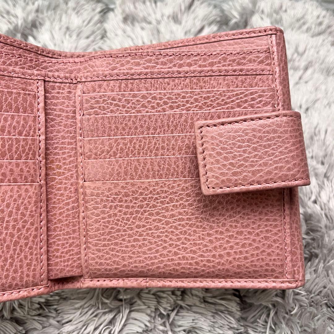 極美品✨GUCCI 折り財布　スウィング　シボレザー　ピンクベージュ　レディース