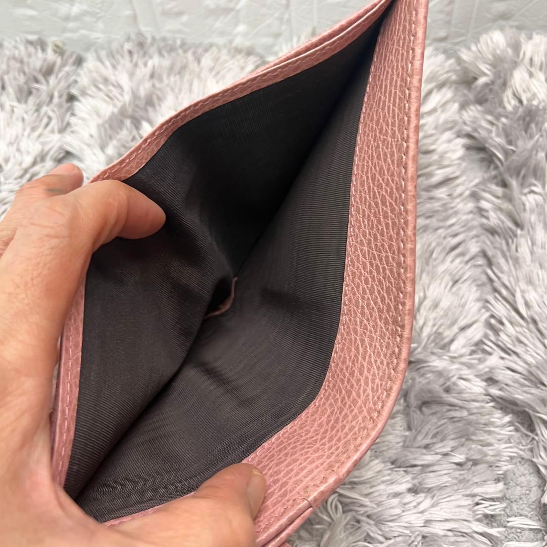 極美品✨GUCCI 折り財布　スウィング　シボレザー　ピンクベージュ　レディース