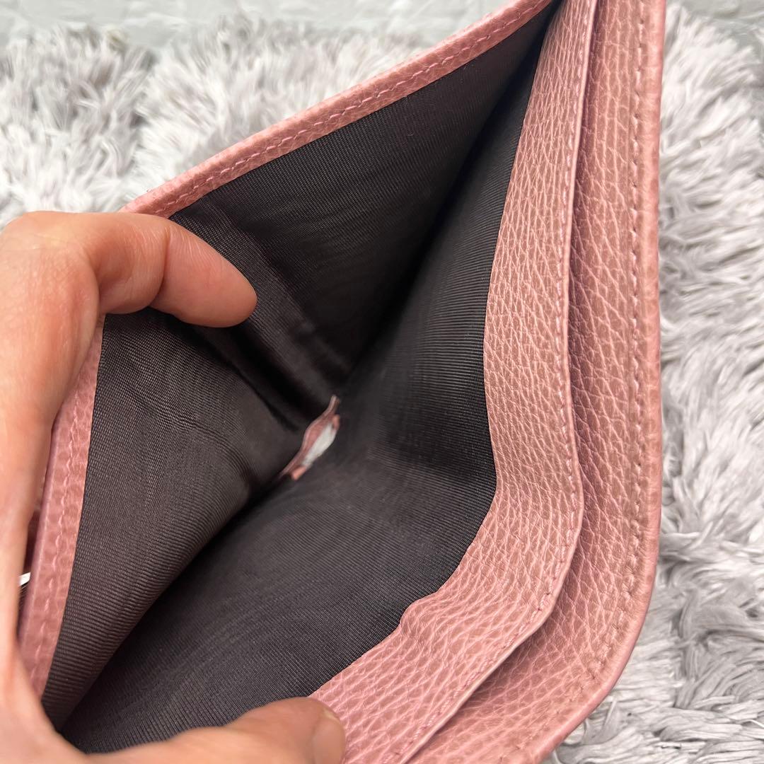 極美品✨GUCCI 折り財布　スウィング　シボレザー　ピンクベージュ　レディース