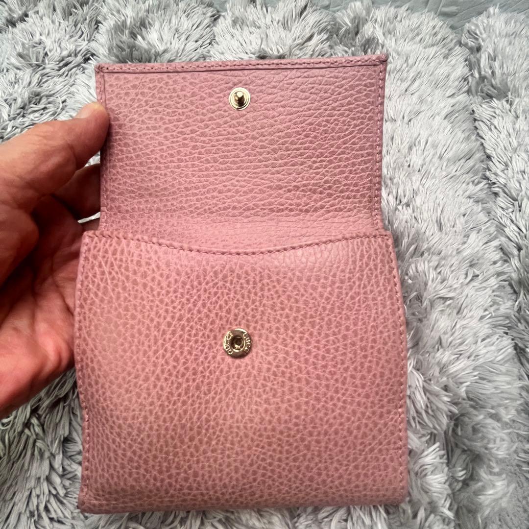 極美品✨GUCCI 折り財布　スウィング　シボレザー　ピンクベージュ　レディース