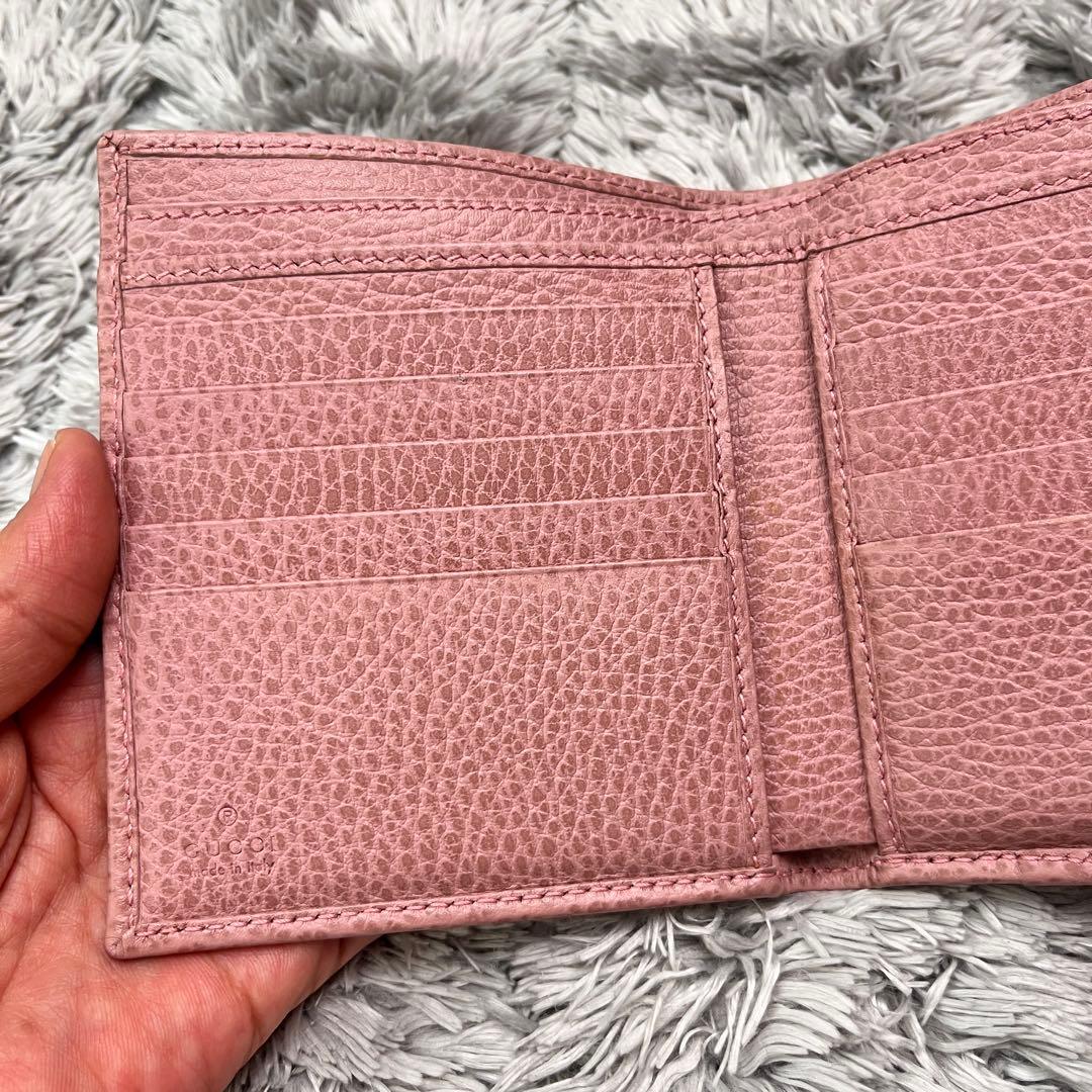 極美品✨GUCCI 折り財布　スウィング　シボレザー　ピンクベージュ　レディース