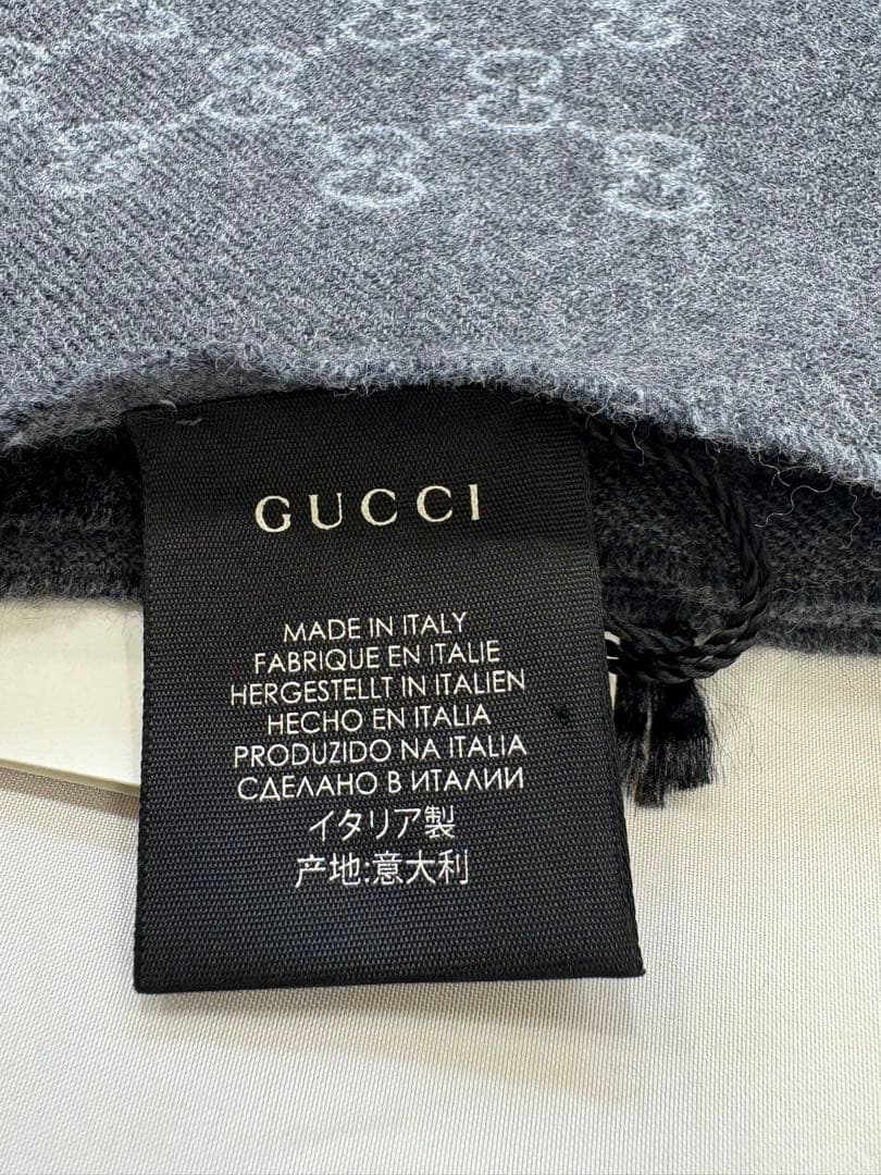GUCCI マフラー グレー タグ有り