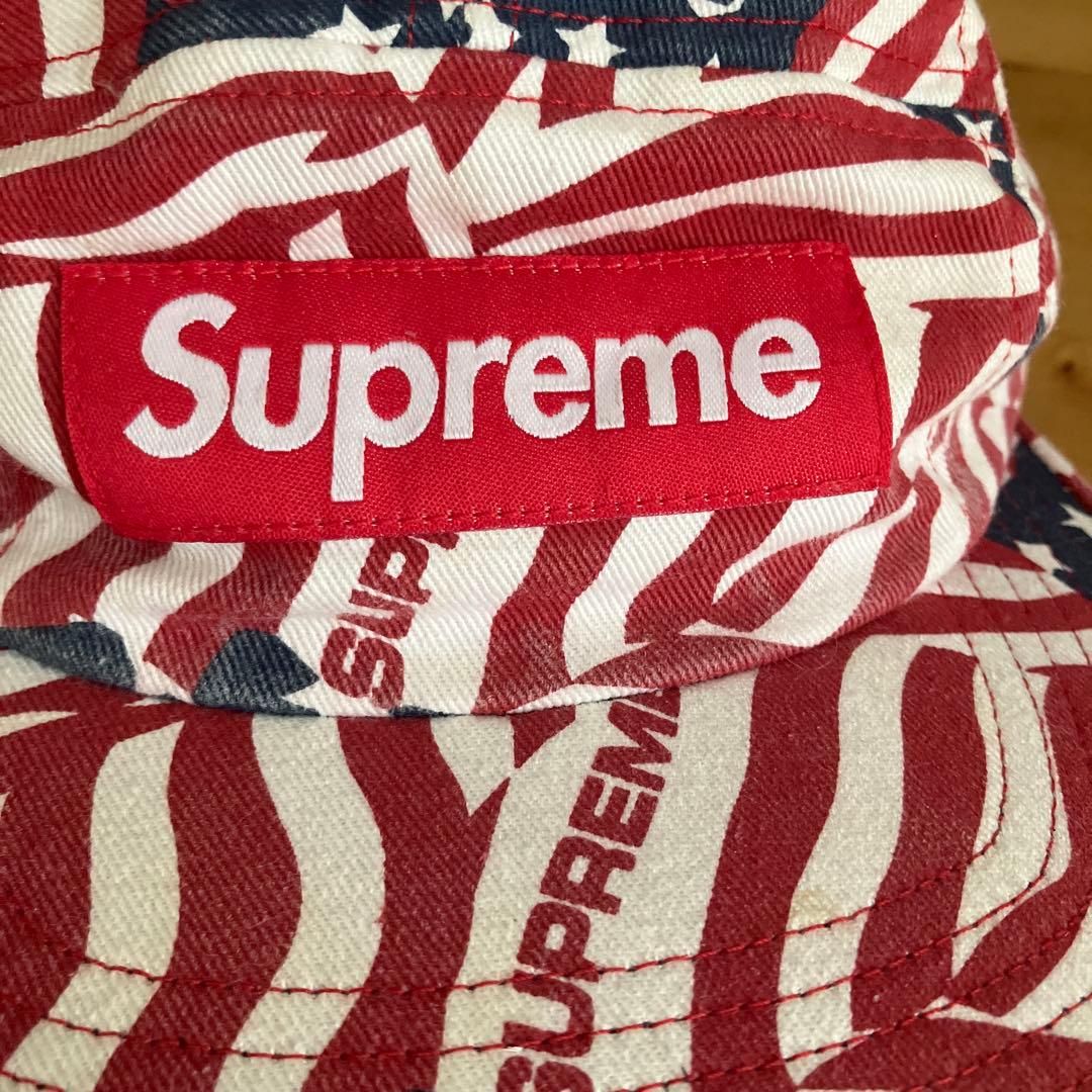 Supreme キャンプキャップ 星条旗 総柄 アメリカ国旗 ボックス
