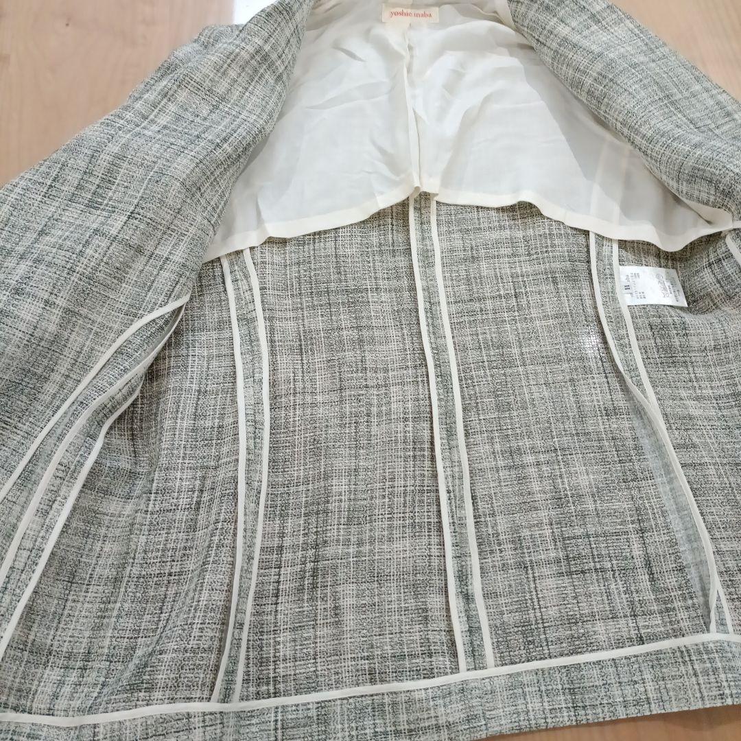 新品12万　ヨシエイナバ　リネン100%ジャケット　グレー　11号
