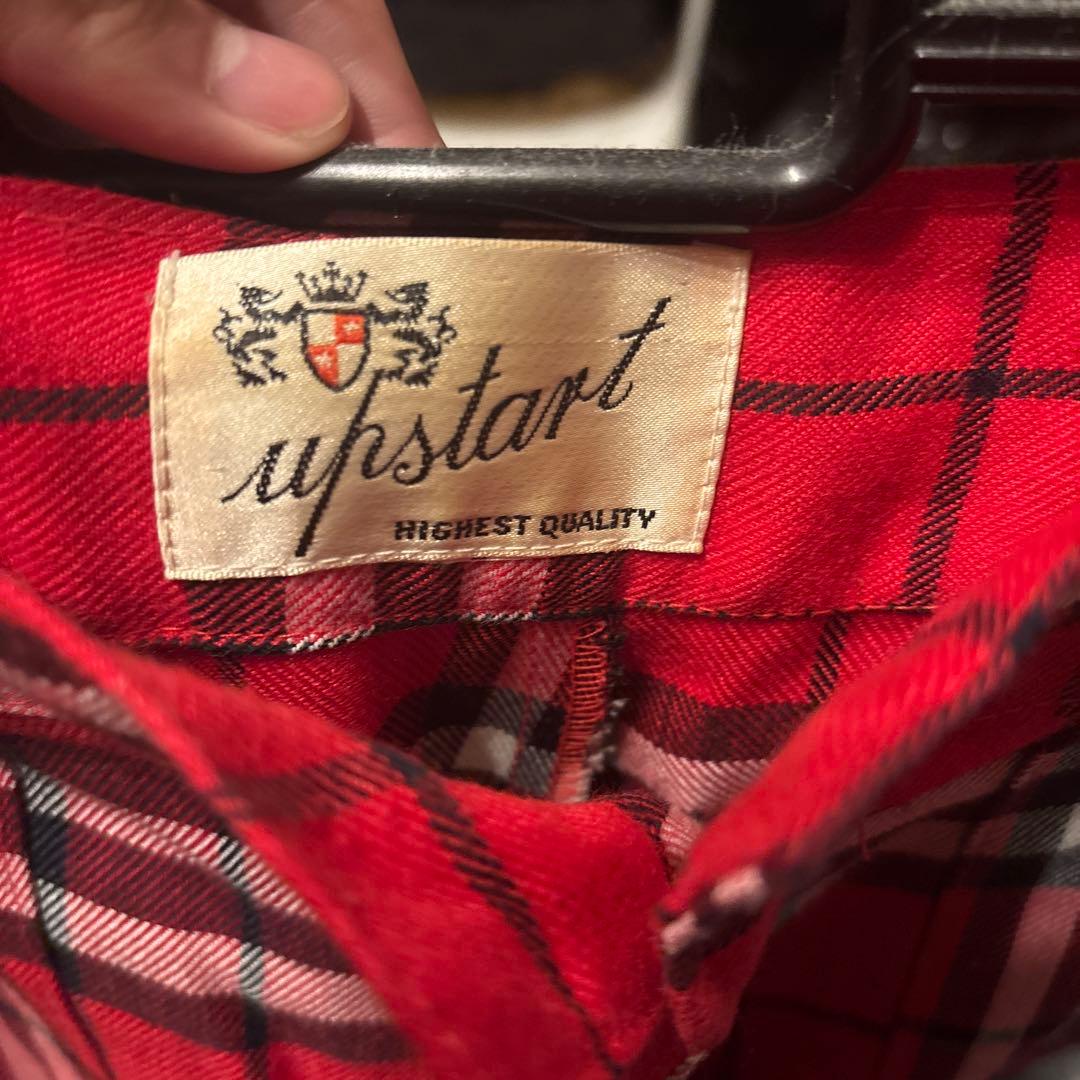upstart チェック柄ボンテージパンツ