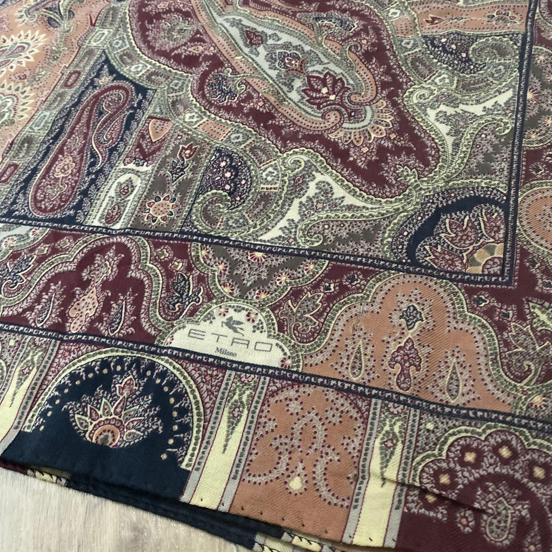 【ETRO•正規品 】大判ペイズリー柄 ストール/ショール ☆シルク　ウール素材