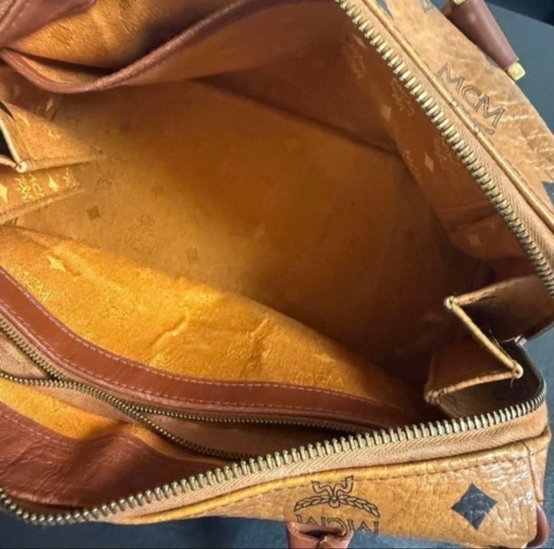 ダメージあり MCM ミニボストンバッグ レザー ハンドバッグ ビンテージ