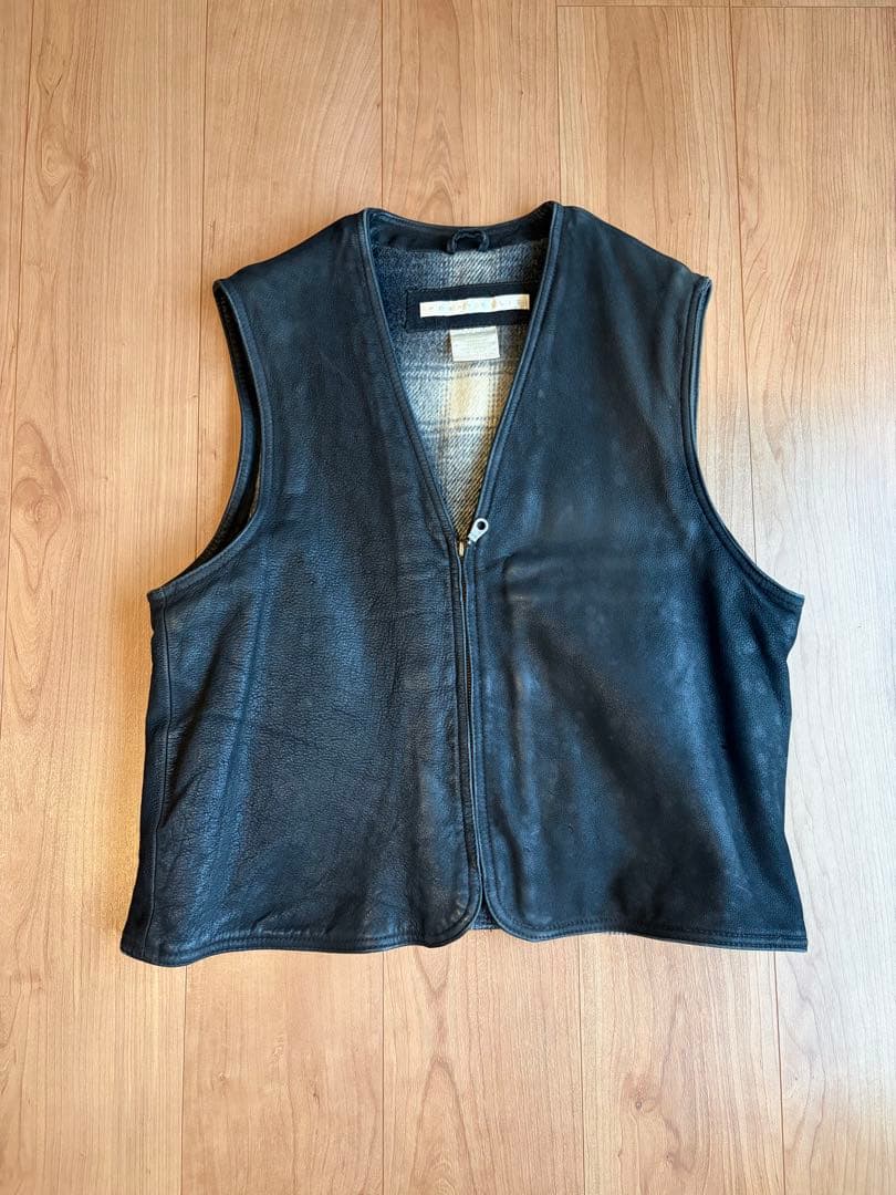 90's PERRY ELLIS ペリーエリス　レザーベスト