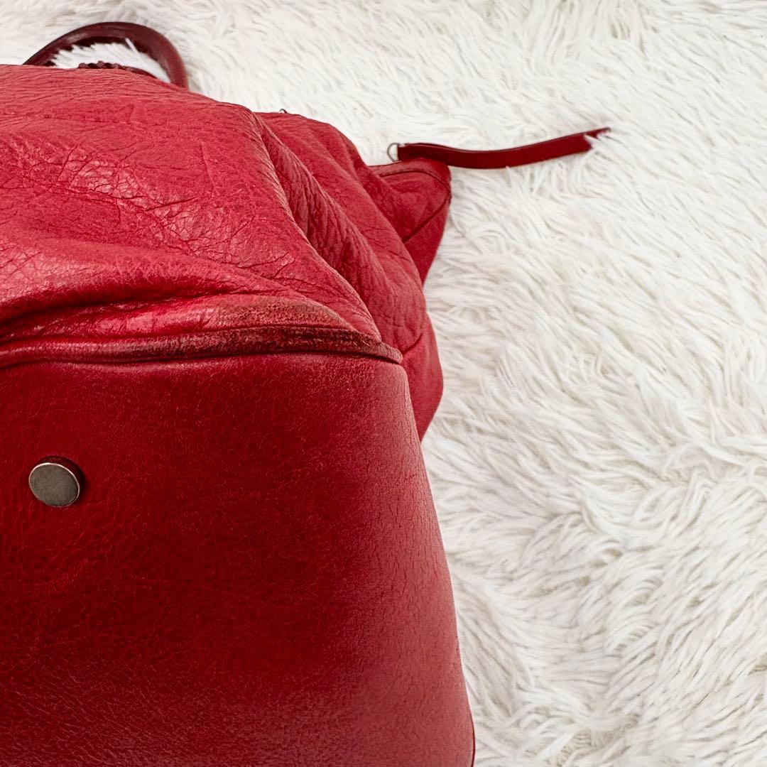 バレンシアガ クラシック ブリッジ ボストンバッグ レザー レッド ハンドバック