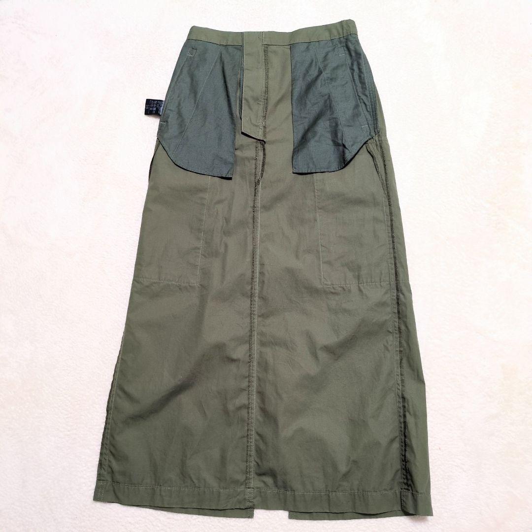 Spick & Span カーゴポケットIラインスカート　カーキ