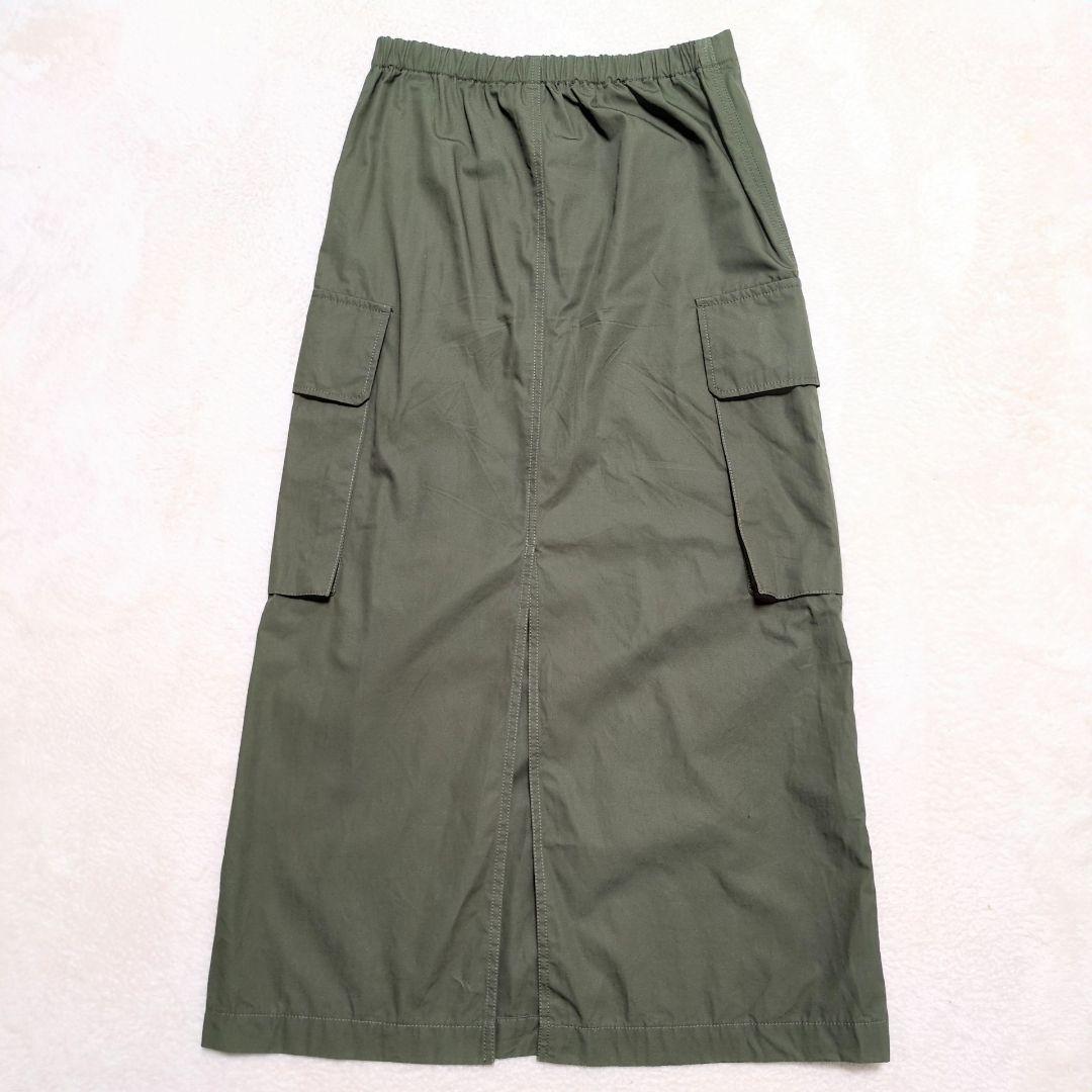 Spick & Span カーゴポケットIラインスカート　カーキ