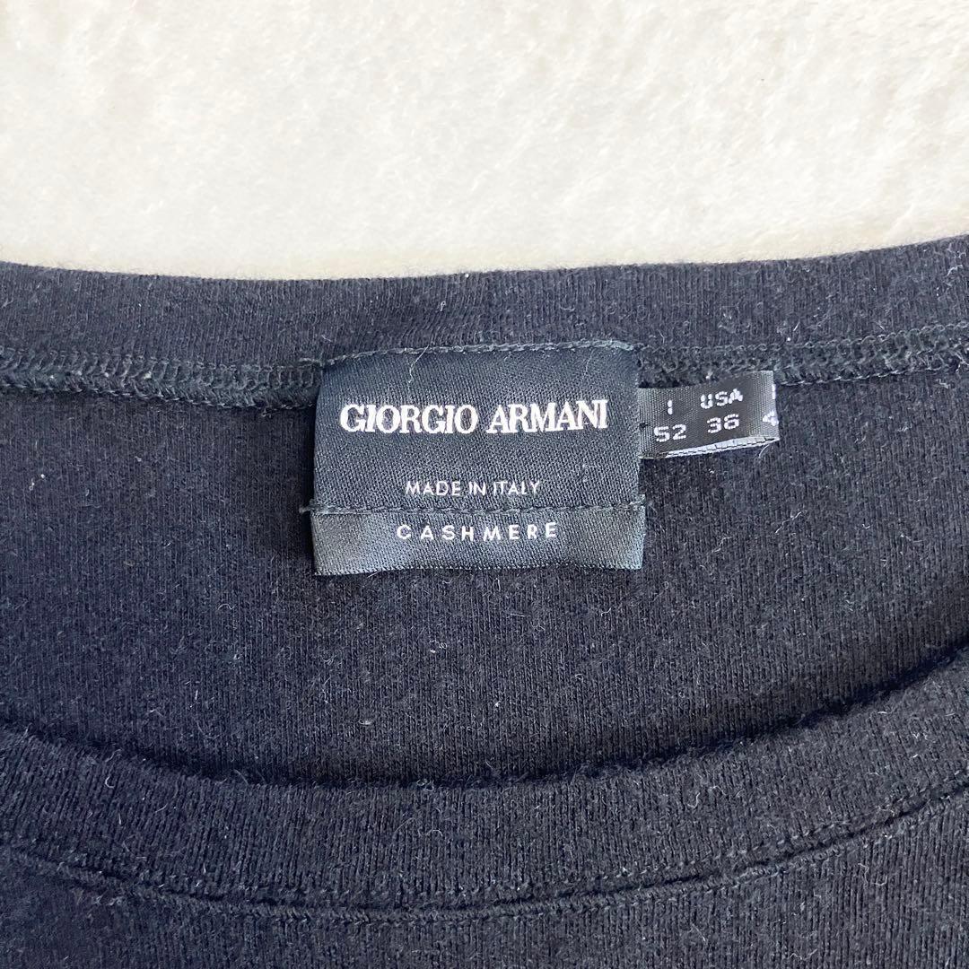 GIORGIO ジョルジオアルマーニ カシミアニットTシャツ 黒 USA36