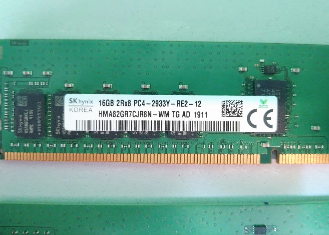 SKhynix,SAMSUNG 16Gb 2Rx8 2枚