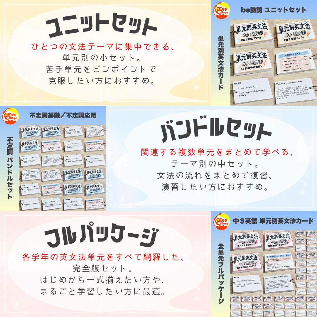 【中2フルパッケージ】単元別英文法カード　中学生　テスト　復習　予習　参考書