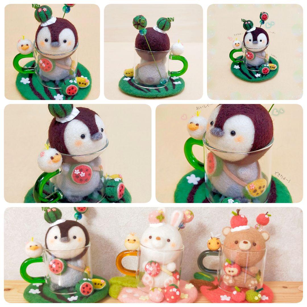 ✿羊毛フェルト✿スイカ✿ペンギンさん✿soda✿