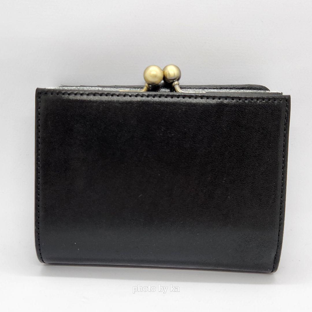 ブラック 新品 アナスイ ANNA SUI がま口 2つ折り財布 ブルボン 黒