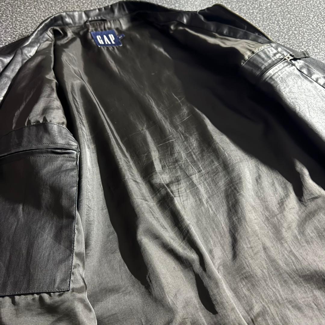 00’s OLD GAP leather like zip up blouson