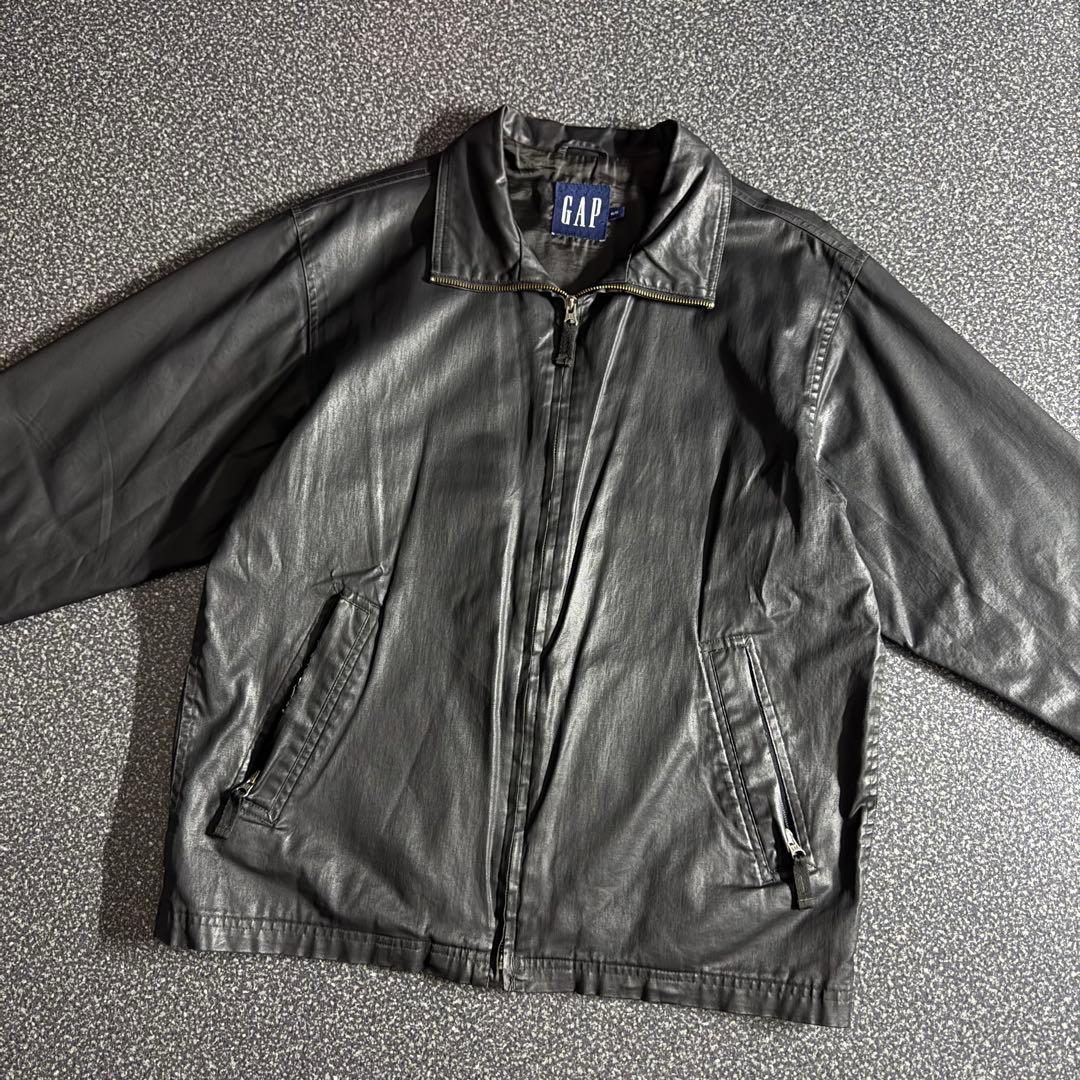 00’s OLD GAP leather like zip up blouson