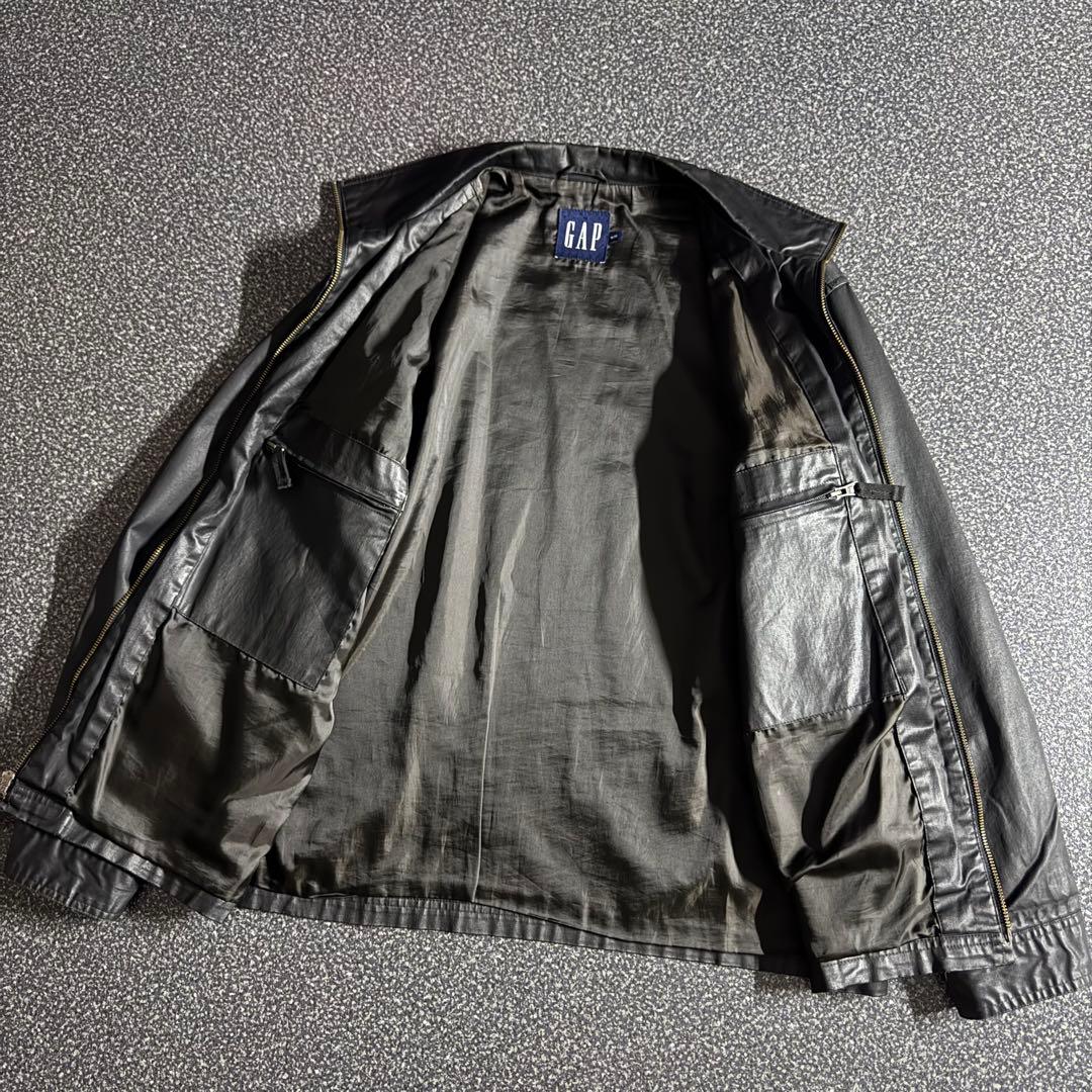00’s OLD GAP leather like zip up blouson