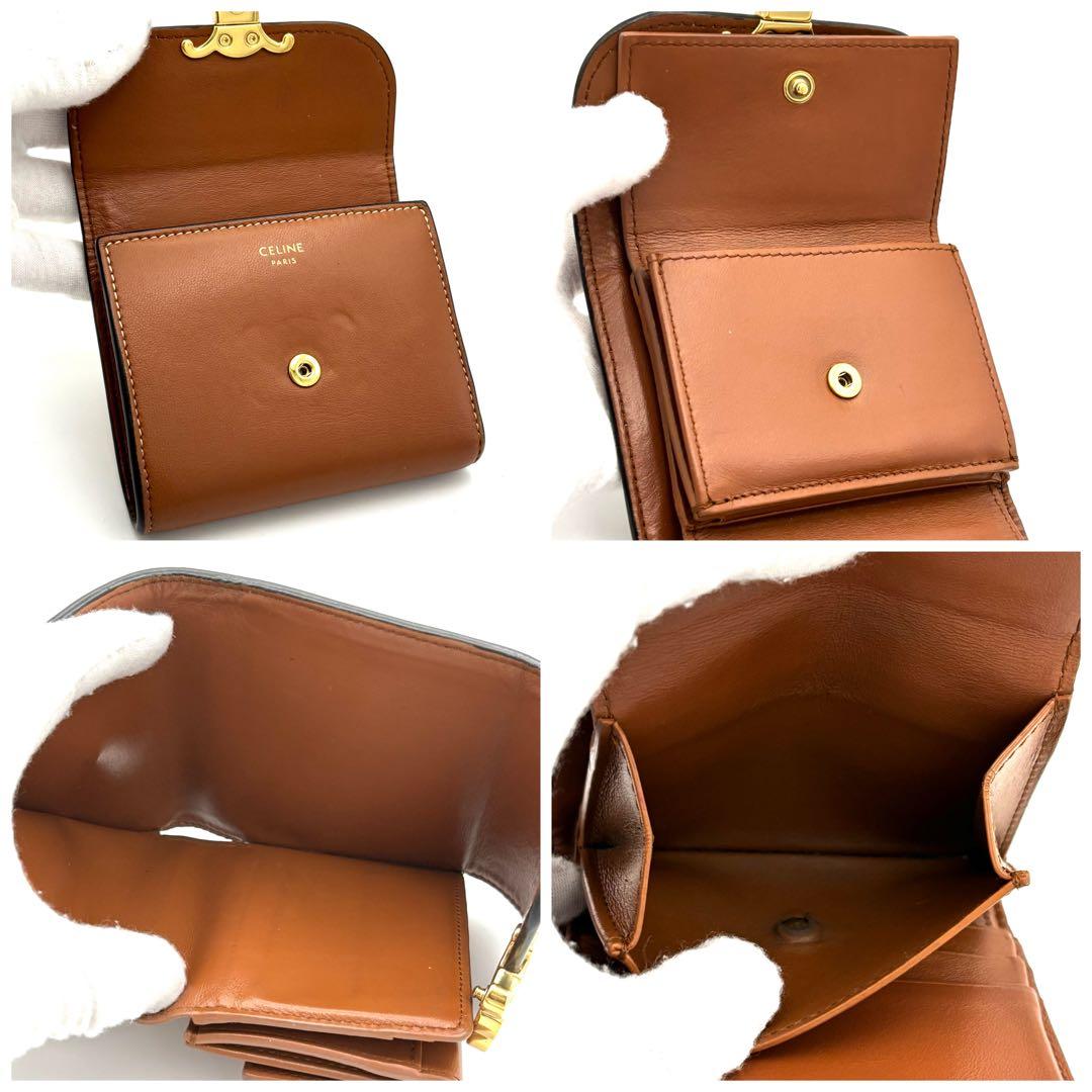 ☆箱付美品☆セリーヌ 財布 トリオンフ スモールフラップウォレット ブラウン 茶