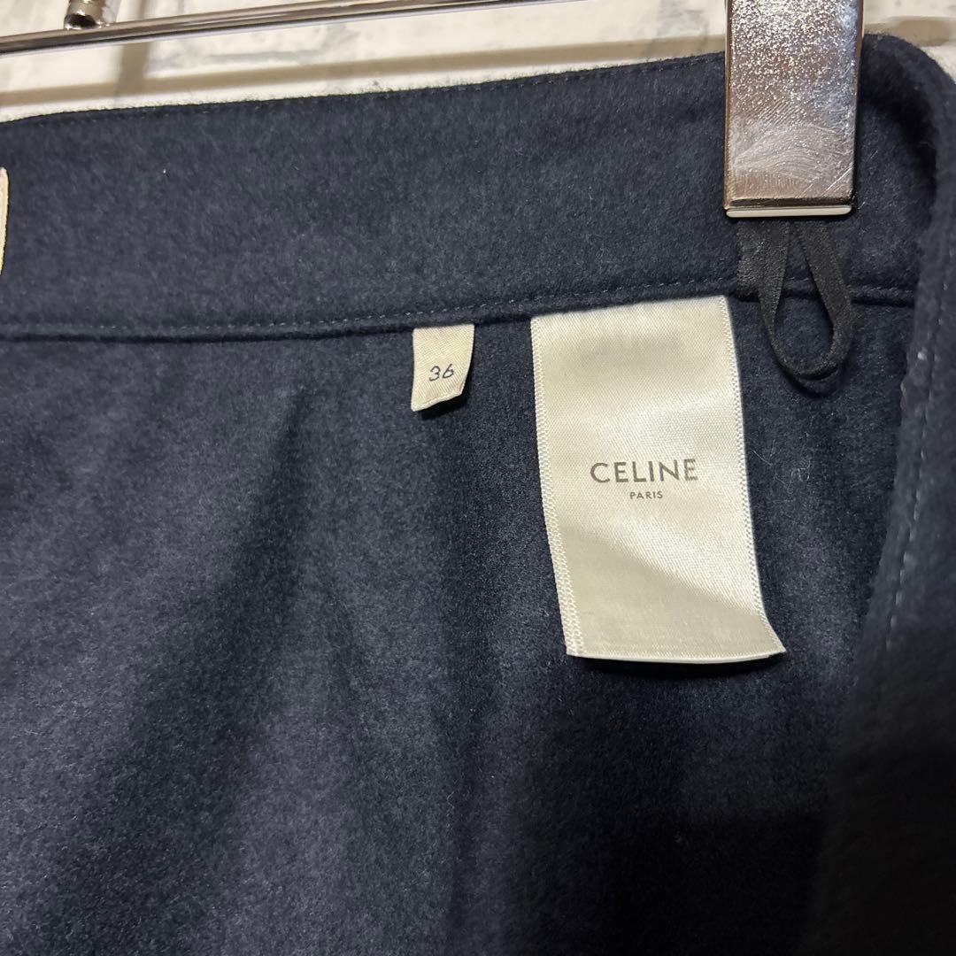 CELINE セリーヌ　黒 フレアスカート 金ボタン　36サイズ　カジュアル