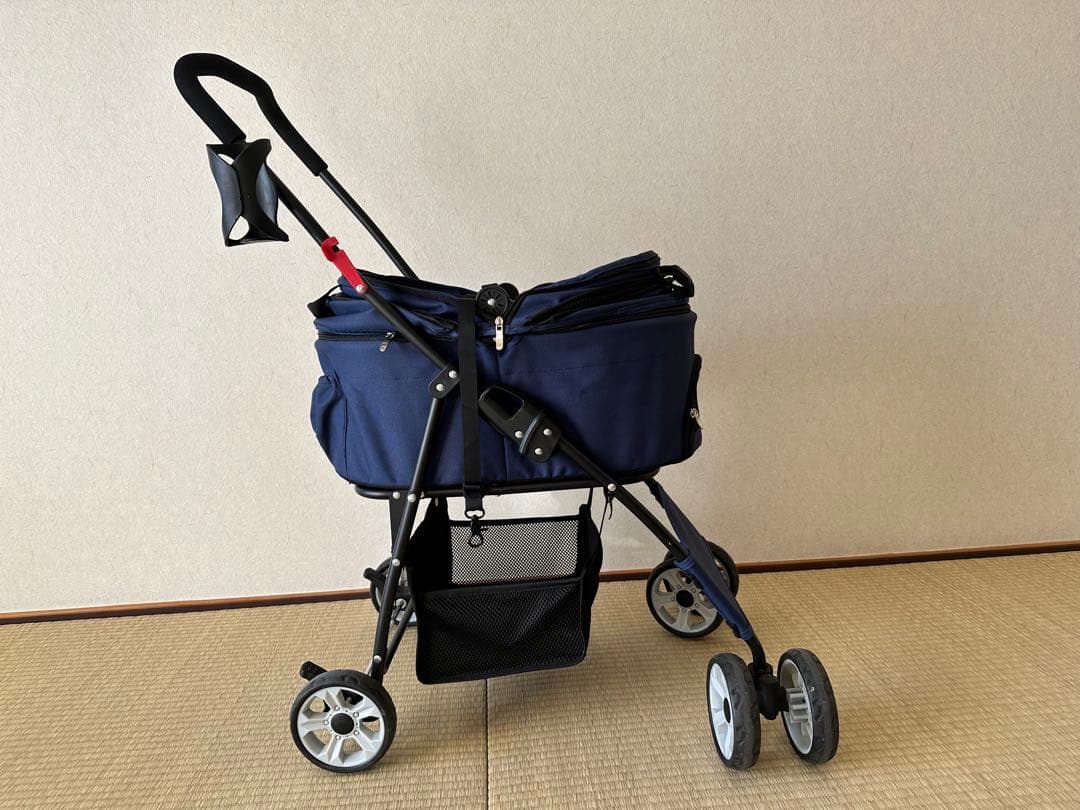 ネイビー ペットカート メッシュ窓付き