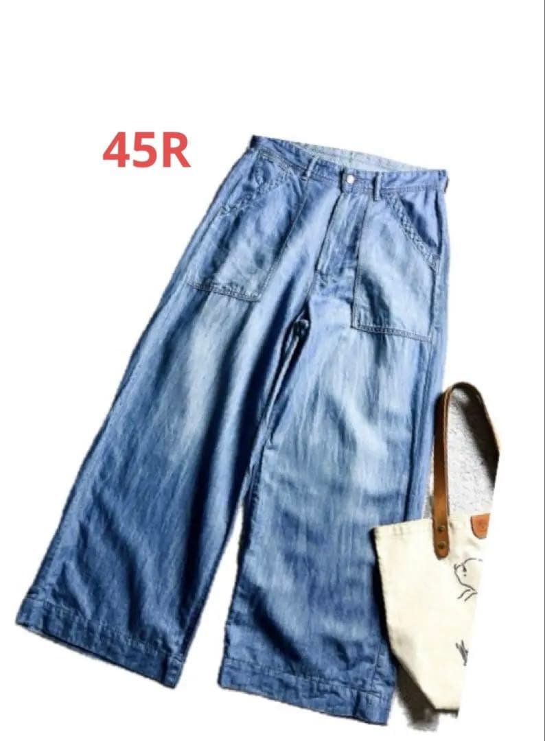 【45R】45rpm コットンリネン ペインターパンツ ライトインディゴ M