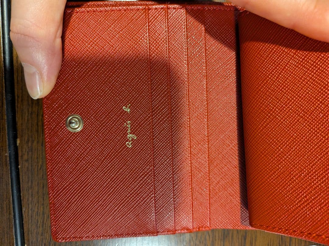 【YOKO】アニエスべー　ネイビー 天然皮革　二つ折り財布