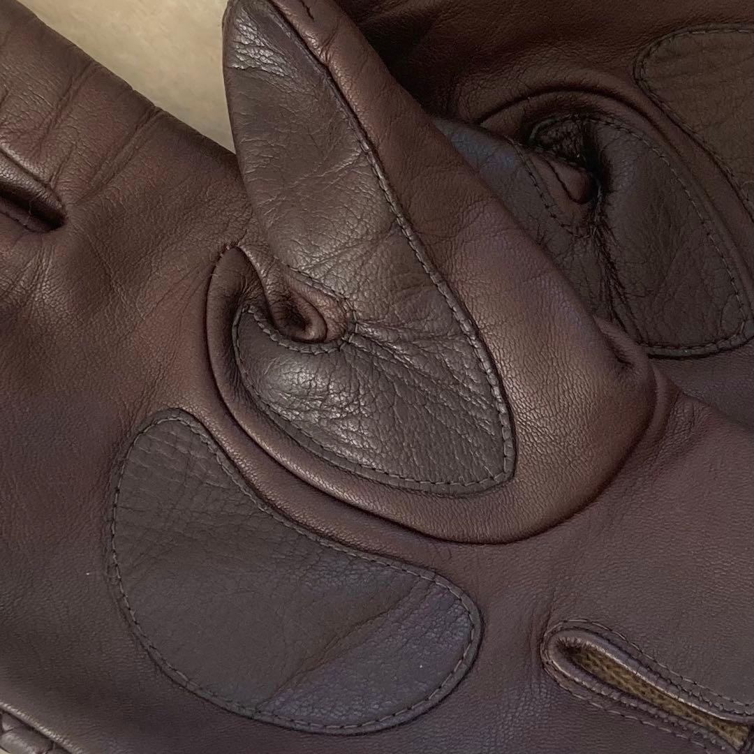 【本革】Gloves イントレチャート カシミヤ イタリア 革手袋 ブラウン8