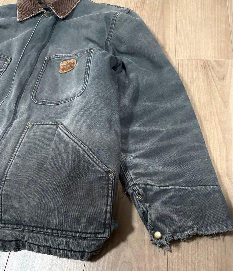 90s BIG SMITH カバーオール ブラック フェード ワークジャケットL
