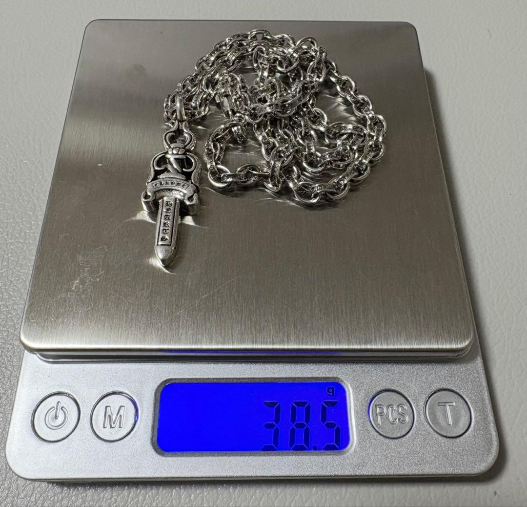 silver925 ダブル ダガー ペンダント ペーパーチェーン