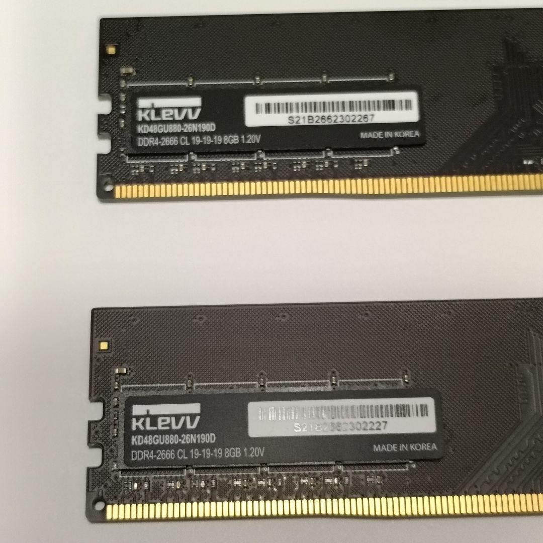 KLEVV DDR4-2666 8GB ✕ 2枚　16GB メモリ