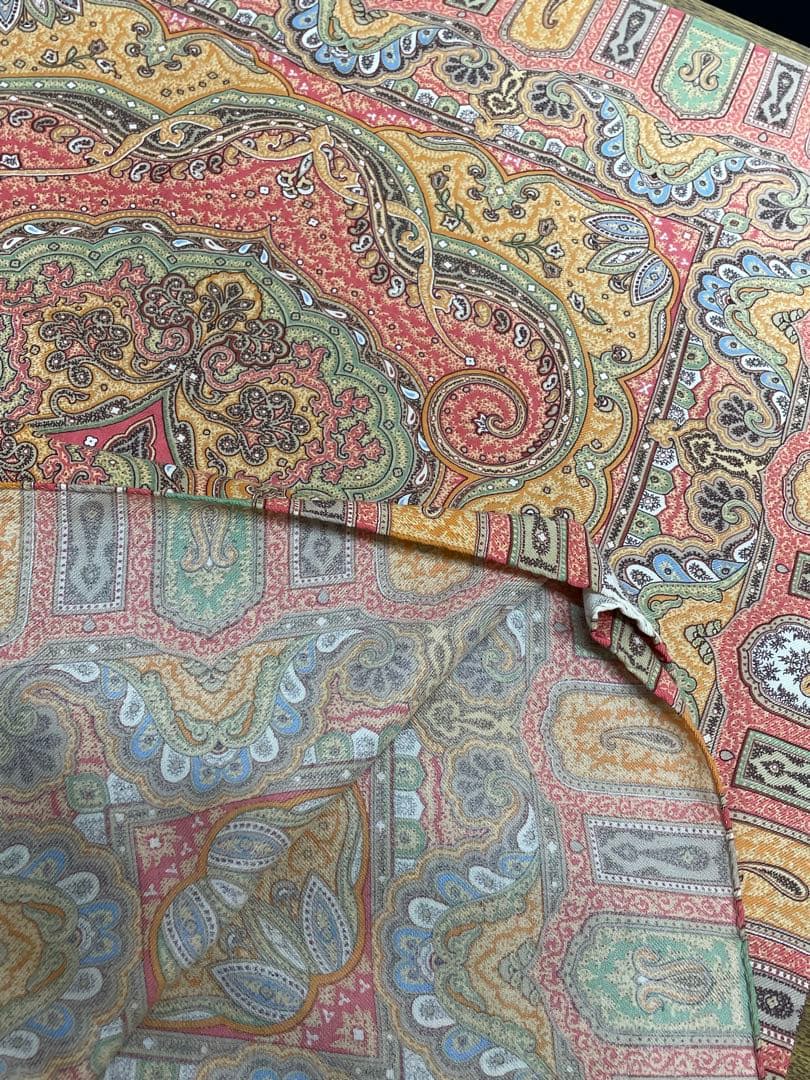 【美品】ETRO エトロ 大判ストール スカーフ ウール 130cm イタリア製