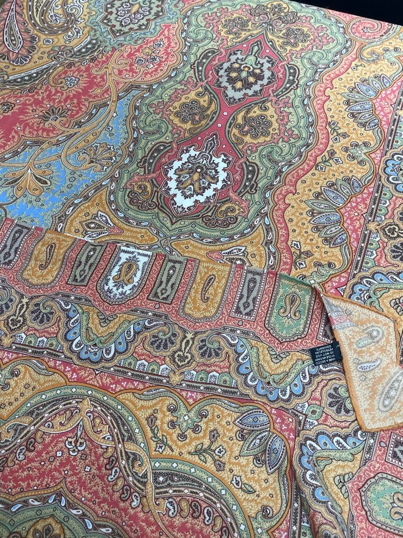 【美品】ETRO エトロ 大判ストール スカーフ ウール 130cm イタリア製