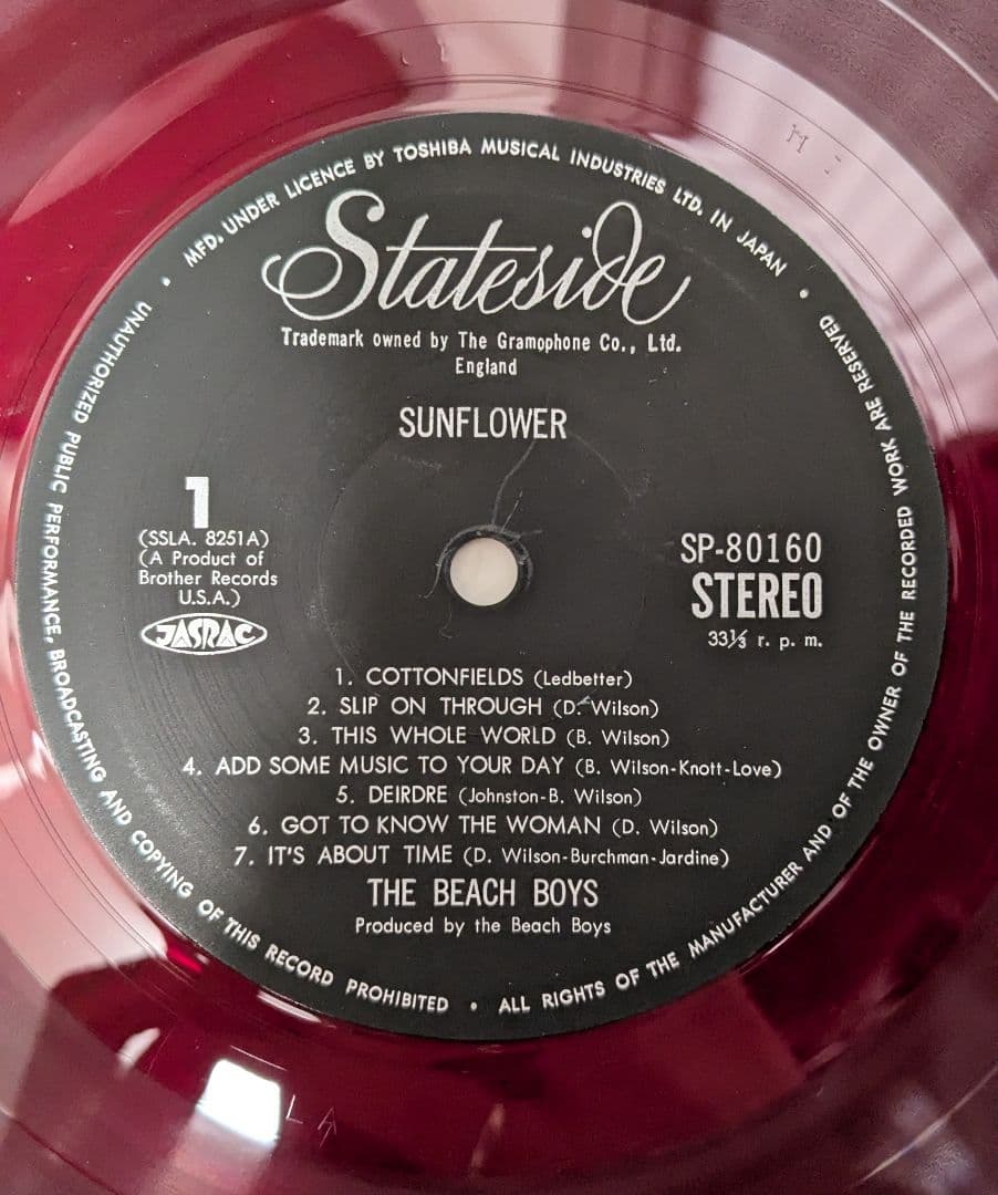 TheBeachBoys『Sunflower』レコード 日本版Red Vinyl