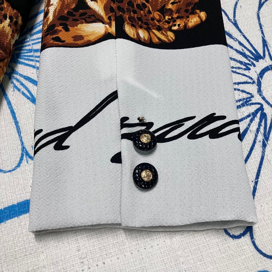 【希少】ヴィンテージ　総柄　レオパード　豹　金ボタン　ダブルブレスト　ジャケット