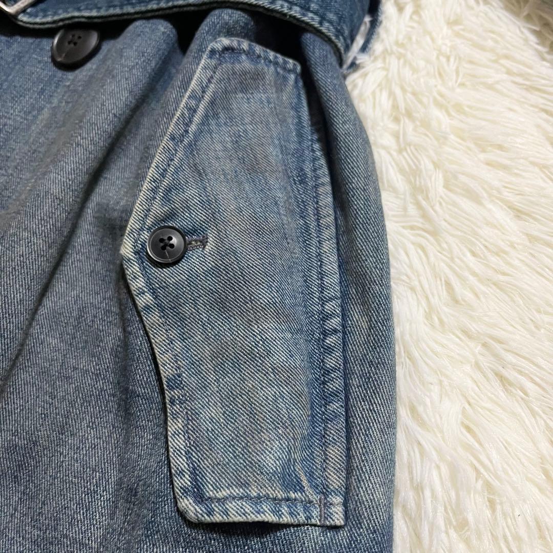 名品 ラルフローレン デニム トレンチコート ダブル ヴィンテージ加工 男女兼用