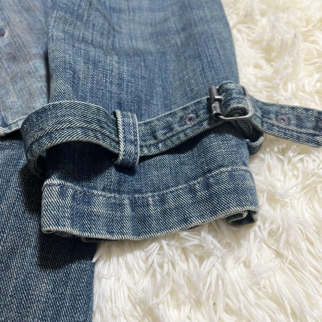 名品 ラルフローレン デニム トレンチコート ダブル ヴィンテージ加工 男女兼用