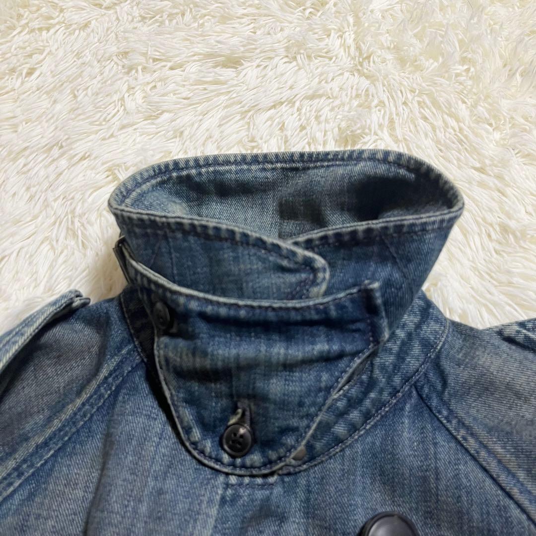 名品 ラルフローレン デニム トレンチコート ダブル ヴィンテージ加工 男女兼用